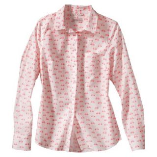 Merona Womens Plus Size Long Sleeve Button Down Shirt   White/Pink 1