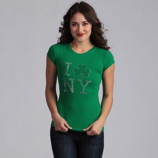 Mono Design Collection Womens Green I Shamrock Ny T shirt Green Size 3X (22W  24W)