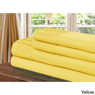 Chic Luxury Home Collection 4 piece Pleated Microfiber Sheet Set Yellow Size King