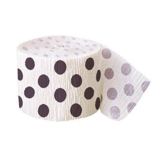 White with Black Dots Crepe Paper Roll