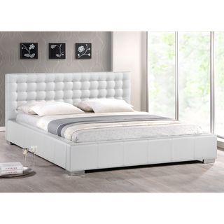 Baxton Studio Madison White Upholstered Modern King size Bed With Bonus Upholstered Nightstand White Size King