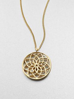 MIJA White Sapphire Accented Dreamcatcher Necklace   Gold