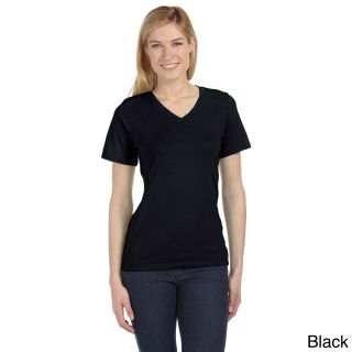 Bella Bella Womens Missy Short Sleeve V neck Jersey T shirt Black Size XXL (18)