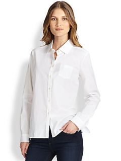 Weekend MaxMara Ely Poplin Button Front Shirt   White