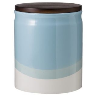 Threshold Ceramic Dipped Paint Large Food Canister with Wood Lid   Aqua