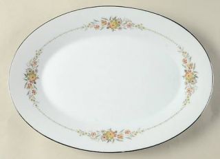 Noritake Gina 12 Oval Serving Platter, Fine China Dinnerware   Pink/Gray Flower