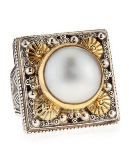 Single Pearl Square Ring