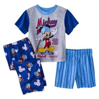 Disney Mickey Mouse Toddler Boys 3 Piece Short Sleeve Pajama Set   Navy 4T