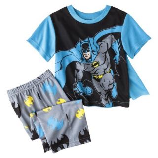 Batman Toddler Boys 2 Piece Short Sleeve Pajama Set w/ Cape   Blue 3T