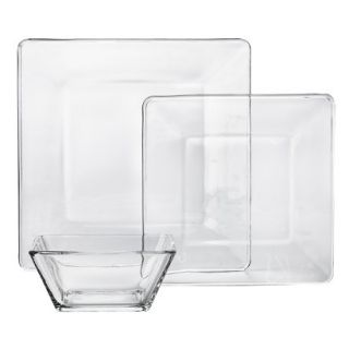 Libbey Tempo Square Glass 12 Piece Dinnerware Set