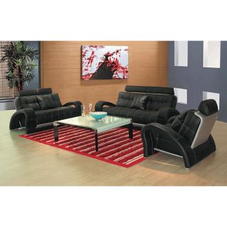 Eurodesign Black Leather Sofa And Loveseat