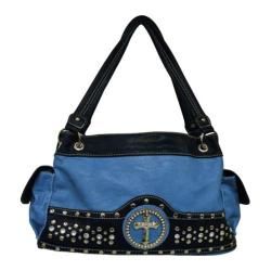 Womens Blingalicious Zipper Top Cross Handbag Q364 Blue