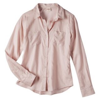 Mossimo Supply Co. Juniors Long Sleeve Button Down Shirt   Pink Metal S(3 5)