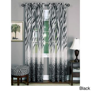 Achim Importing Co., Inc Kenya Faux Linen Curtain Panel Black Size 50 X 63