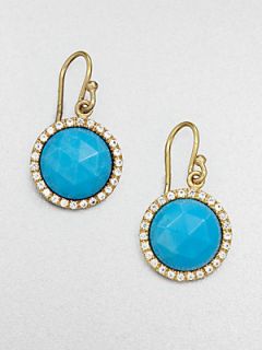 MIJA Turquoise and White Sapphire Earrings   Gold Turquoise
