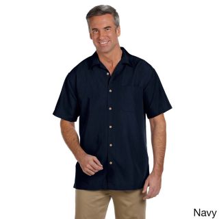 Harriton Mens Barbados Textured Camp Shirt Navy Size XXL