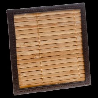 Bamboo Coasters with Holder   Set of 4