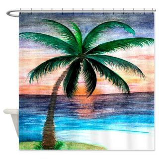  Sunset Palm Tree Shower Curtain