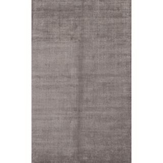 Hand loomed Solid Gray/ Black Wool/ Silk Rug (9 X 13)