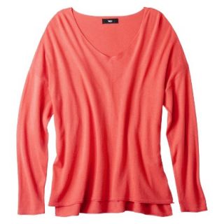 Mossimo Womens Plus Size V Neck Pullover Sweater   Red 3