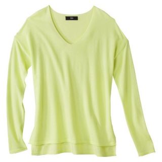Mossimo Petites Long Sleeve V Neck Pullover Sweater   Luminary Green XSP