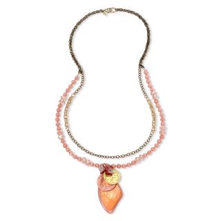 Aris by Treska Peach Bellini Double Row Long Necklace, Orange
