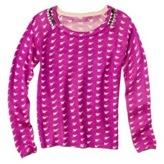 Juniors Studded Pullover Sweater   Radiant Orchid S