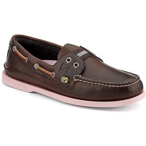 Sperry Top Sider Mens Authentic Original Gore Colored Sole Brown Pink Shoes, Size 12 M   1049436