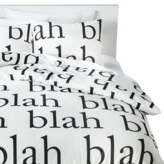 Blah Blah Comforter Set   Black & White (Twin Extra Long)