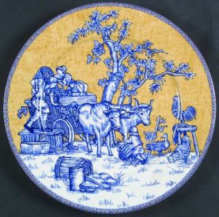 American Atelier English Toile Blue Accent Dinner Plate, Fine China Dinnerware  