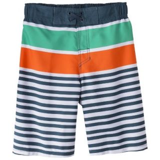 Boys Striped Swim Trunk   Navy/Orange XL
