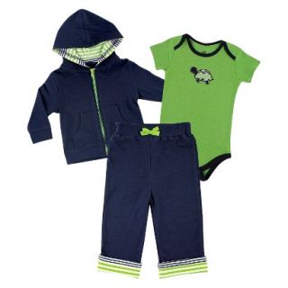 Yoga Sprout Newborn Boys Bodysuit and Pant Set   Navy/Green 6 9 M