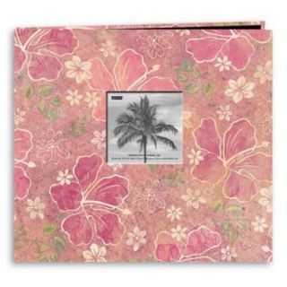 Tropical Post Bound Album with Window   Pink Floral (12x12)