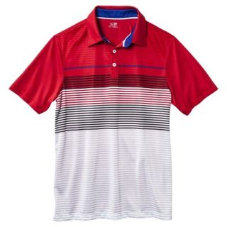 Mens Golf Polo Stripe   Red XXL