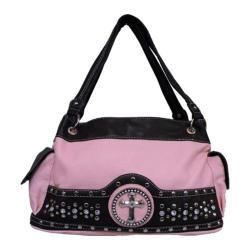 Womens Blingalicious Zipper Top Cross Handbag Q364 Pink