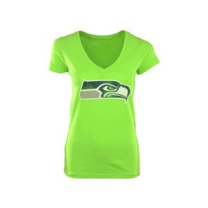 Seattle Seahawks 47 Brand NFL Womens Flanker V Neck Logo T Shirt