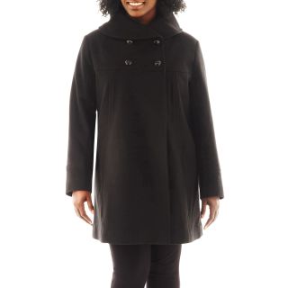 COLLEZIONE Faux Angora and Wool Blend Coat   Plus, Black, Womens