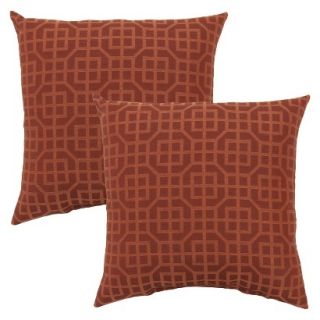 Threshold 2 Piece Square Outdoor Toss Pillow Set   Orange Lattice