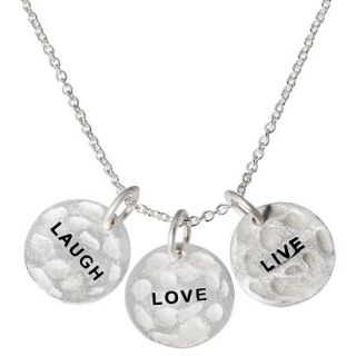 Silver Plate Pendant Necklace with Live Love Laugh Discs   Silver