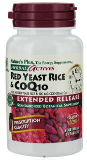 Natures Plus   Herbal Actives Extended Release Red Yeast Rice 600 Mg & CoQ10 100 Mg   30 Vegetarian Tablets