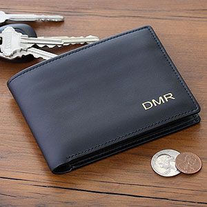 Personalized Leather Bi Fold Wallet   Regent Collection