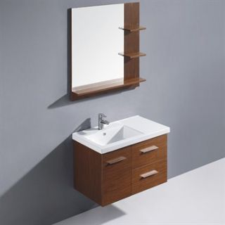Vigo 31 inch Moderna Trio Single Bathroom Vanity with Mirror   Wenge