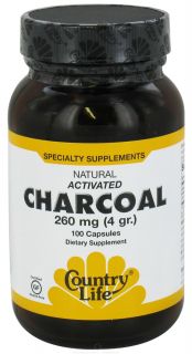 Country Life   Natural Activated Charcoal 260 mg.   100 Capsules