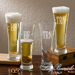 Personalized Pilsner Set With Engraved Monogram   Luigi Bormioli