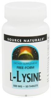 Source Naturals   L Lysine Free Form 500 mg.   50 Tablets