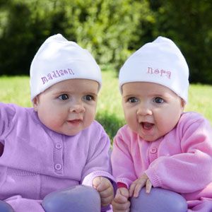 Personalized Baby Twins and Triplets Hats   Set of 2