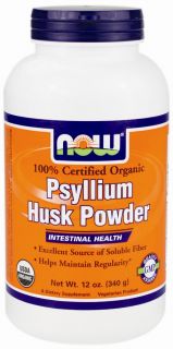 NOW Foods   Psyllium Husk Powder Intestinal Health 100% Certified Organic   12 oz.