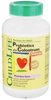 Child Life Essentials   Probiotics Plus Colostrum Mixed Berry Flavor   90 Chewable Tablets