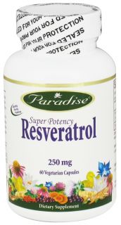 Paradise Herbs   Super Potency Resveratrol 250 mg.   60 Vegetarian Capsules