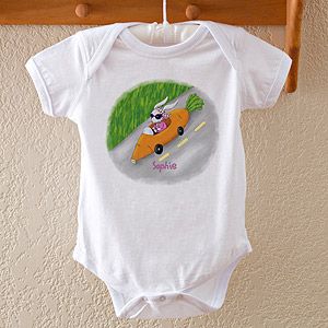 Personalized Easter Baby Bodysuits   Retro Rabbit